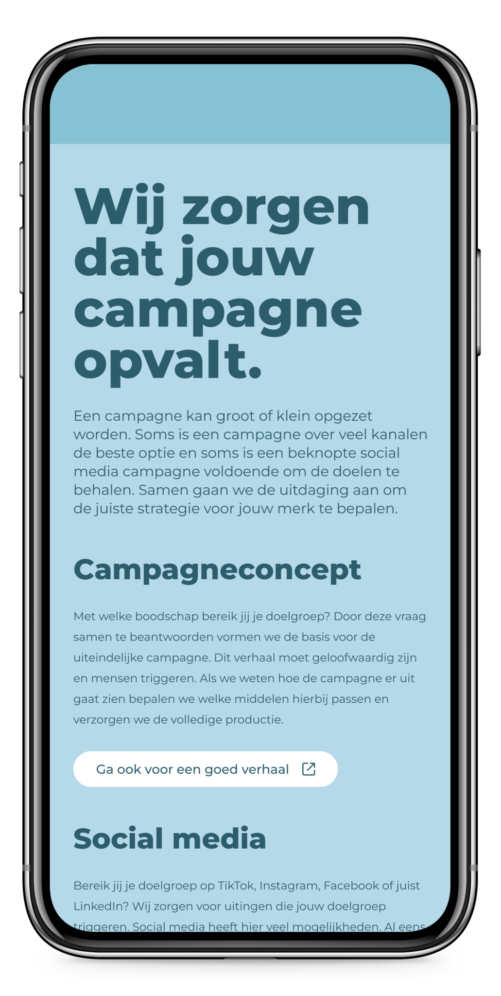 Mock-up smartphone links openen