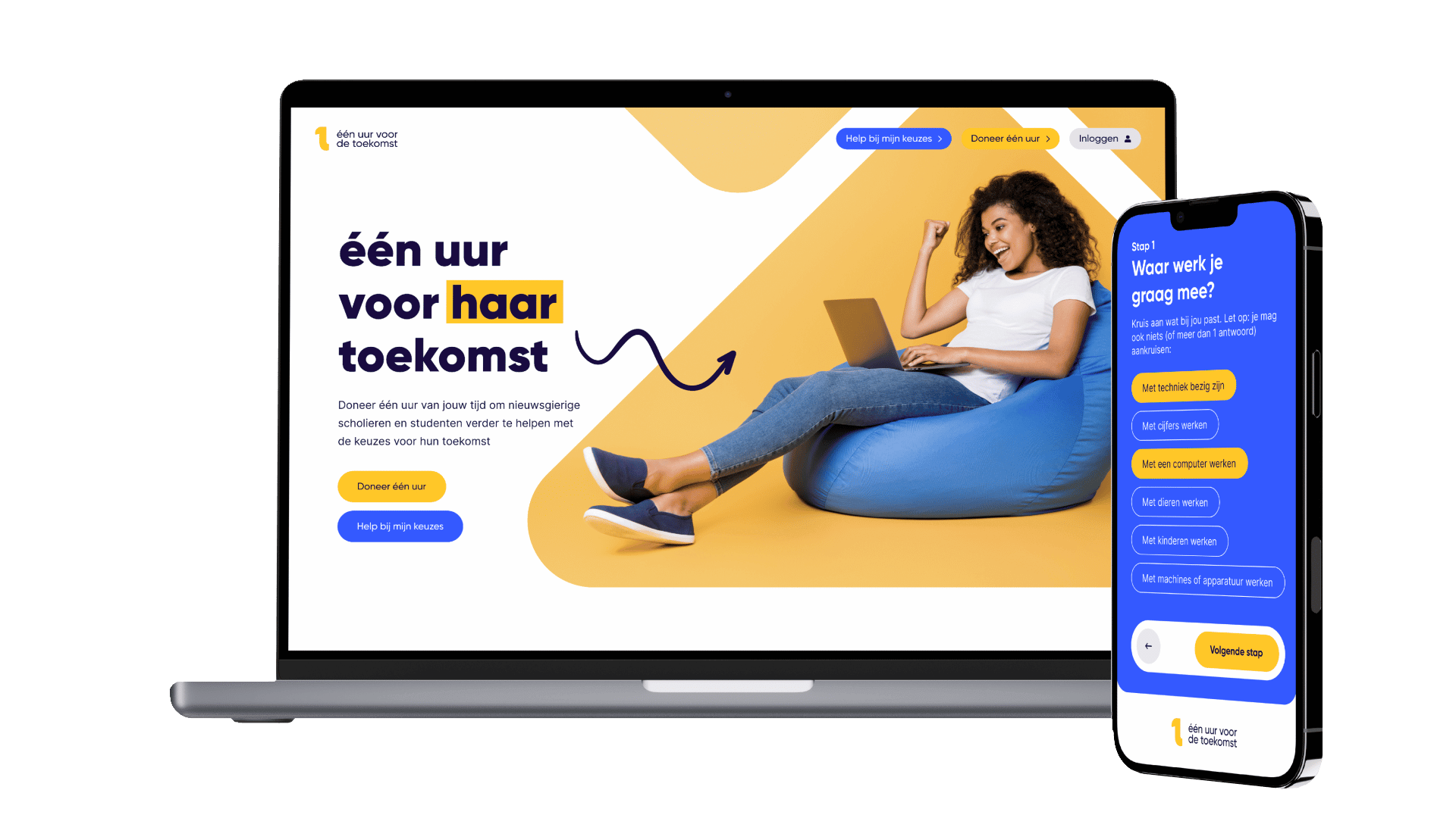 Laptop en Smartphone mock-up 1 uur van de toekomst