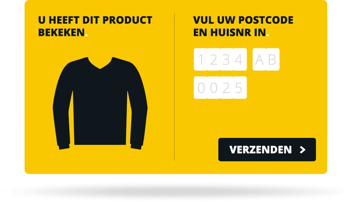 Mock-up dynamische banner met t-shirt en postcode